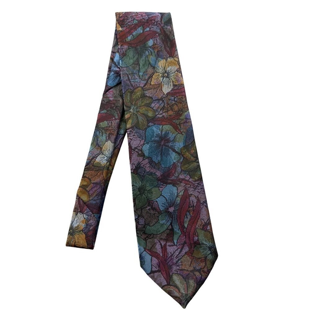 Wembly Men's Tie Floral Classic Pointed 3.75" x 54" MADE IN USA Business Dress